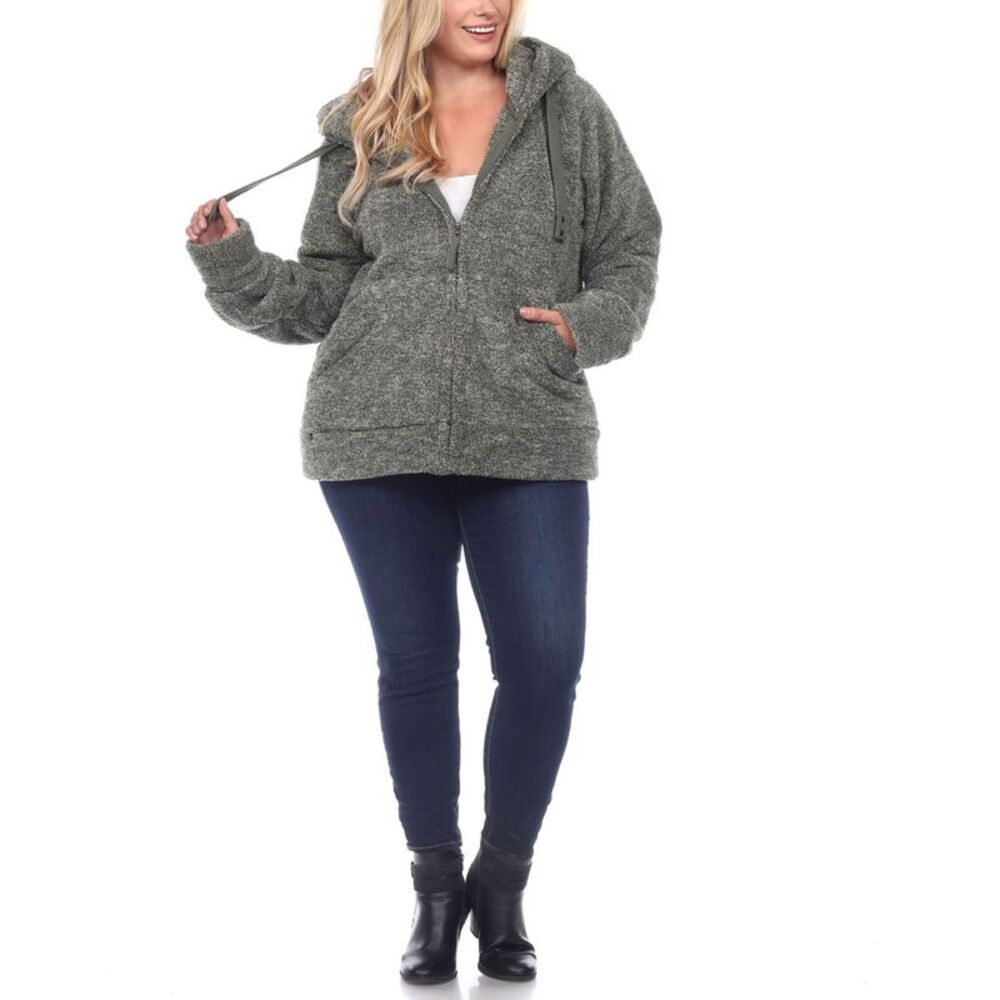 Plus Size Hooded Sherpa Jacket